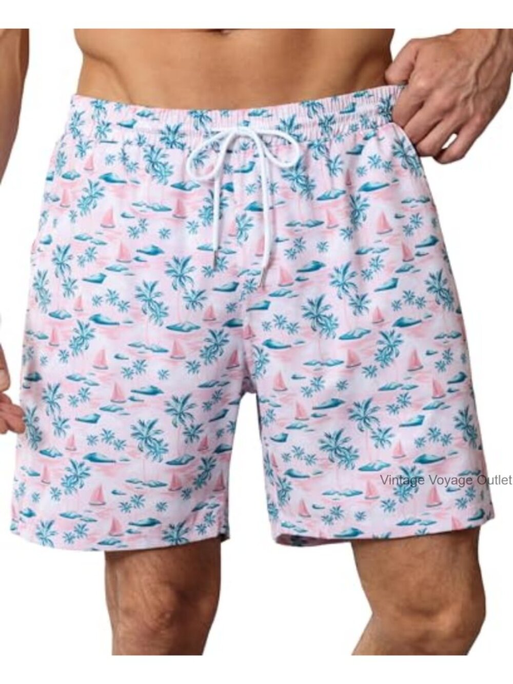 2-in-1 Men's Swim Trunks 7 Inch Quick Dry Board Shorts with Pockets